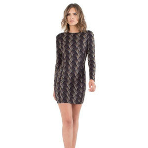 Black Halo Lively Long-Sleeve Mini Dress 4-6
